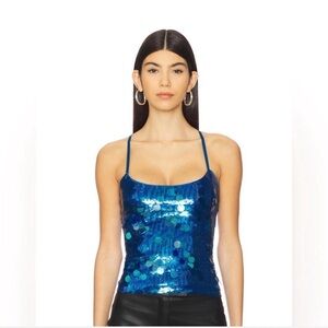 Revolve/GUIZIO l Blue Sequin Strappy Top l M